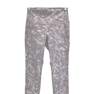 Lululemon Wunder Under Crop Legging Sz 8 Full on Luxtreme 21" Shadow Leaf Ivory